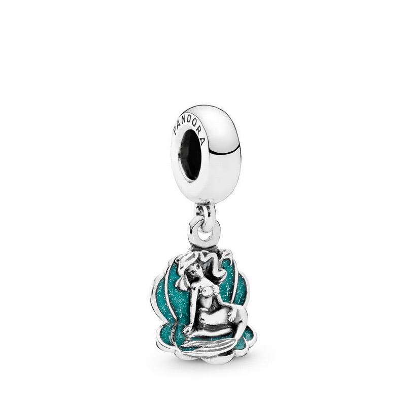 Pandantiv De Talisman Pandora Disney Ariel & Sea Shell Argint/Verzi (y4gruH7M)